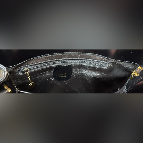 Authentic GUCCI Vintage 2Way Shoulder Hand Bag Purse Leather Black - Picture 10 of 12